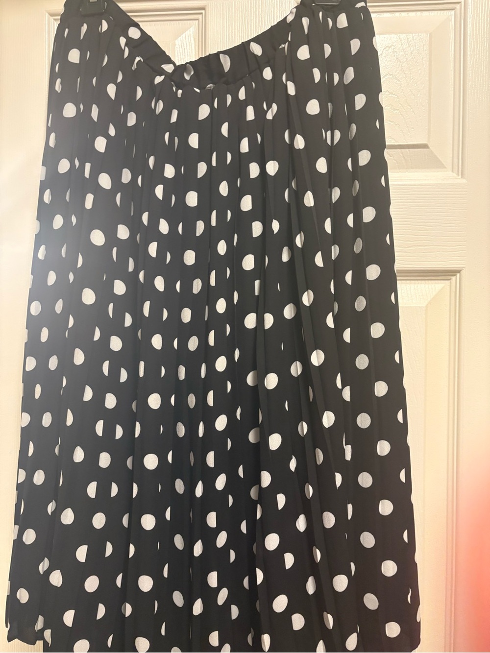 Banana Republic Black & White Polka Dot Pleated Midi Skirt - Picture 3 of 4